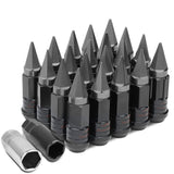 Steel Extended Lug Nuts M12x1.5 Grooved Shank w/ Spike End 16pc+4 Locks