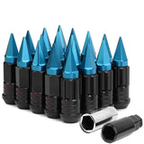 Steel Extended Grooved Lug Nuts w/ Removable Light Blue Spikes 16pc