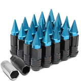 Steel Extended Grooved Lug Nuts w/ Removable Light Blue Spikes 16pc
