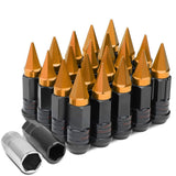 Universal M12x1.5 Steel Lug Nuts Extended Orange Spike 20pc Set
