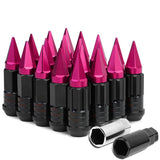 Steel Lug Nuts M12x1.5 Extended Grooved Shank Pink Spike 16+4 Lock