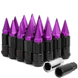 Steel Lug Nuts M12x1.5 45-75mm Extended Grooved Purple Spike 20pc