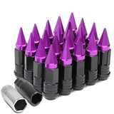 Steel Lug Nuts M12x1.5 45-75mm Extended Grooved Purple Spike 20pc