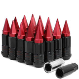M12 x 1.5 Steel Lug Nuts w/ Red Spikes 16pc + 4 Locks Extended