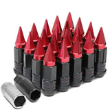 M12 x 1.5 Steel Lug Nuts w/ Red Spikes 16pc + 4 Locks Extended