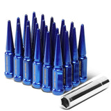 Steel Spike Lug Nuts M14 x 1.5 Closed End 24 Pack Blue