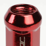 M14 x 1.5 Spike Steel Lug Nuts 23mm - 24 Pack with Lock Key Red