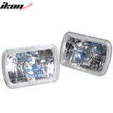 7x6in Blue Halo H4 Bulb Sealed Beam Square Headlight Headlamp