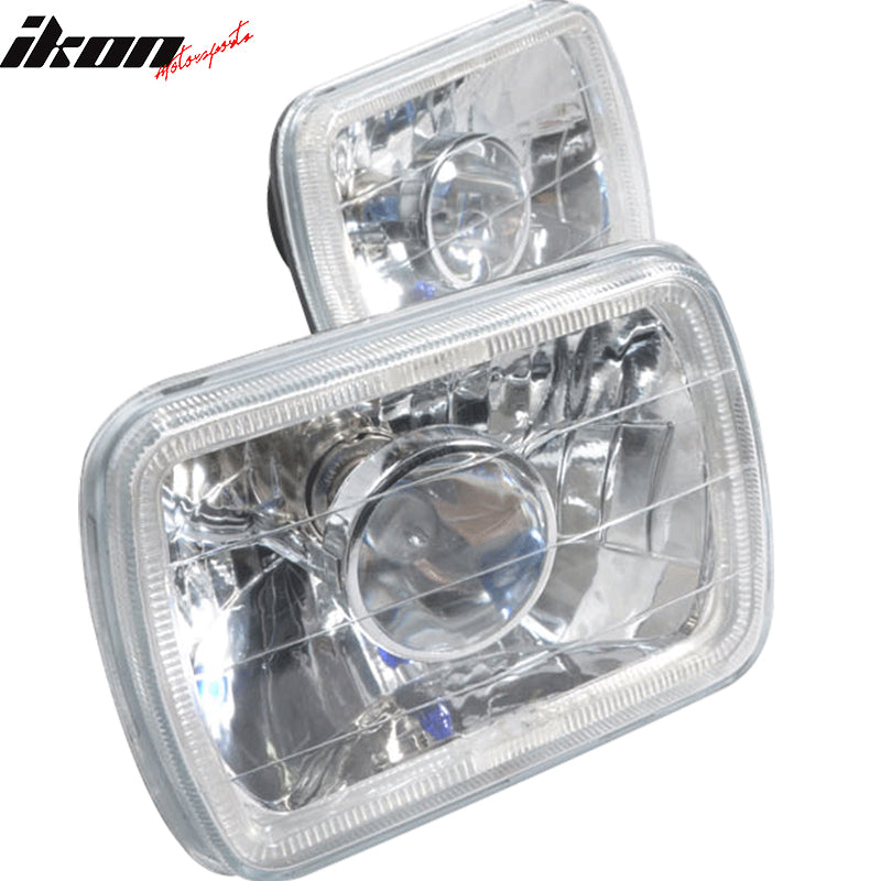 7x6in Blue Halo H4 Bulb Sealed Beam Square Headlight Headlamp