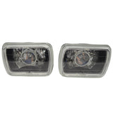 Universal 7x6 Square Projector White Halo Front Headlight Lamp H4 Bulb