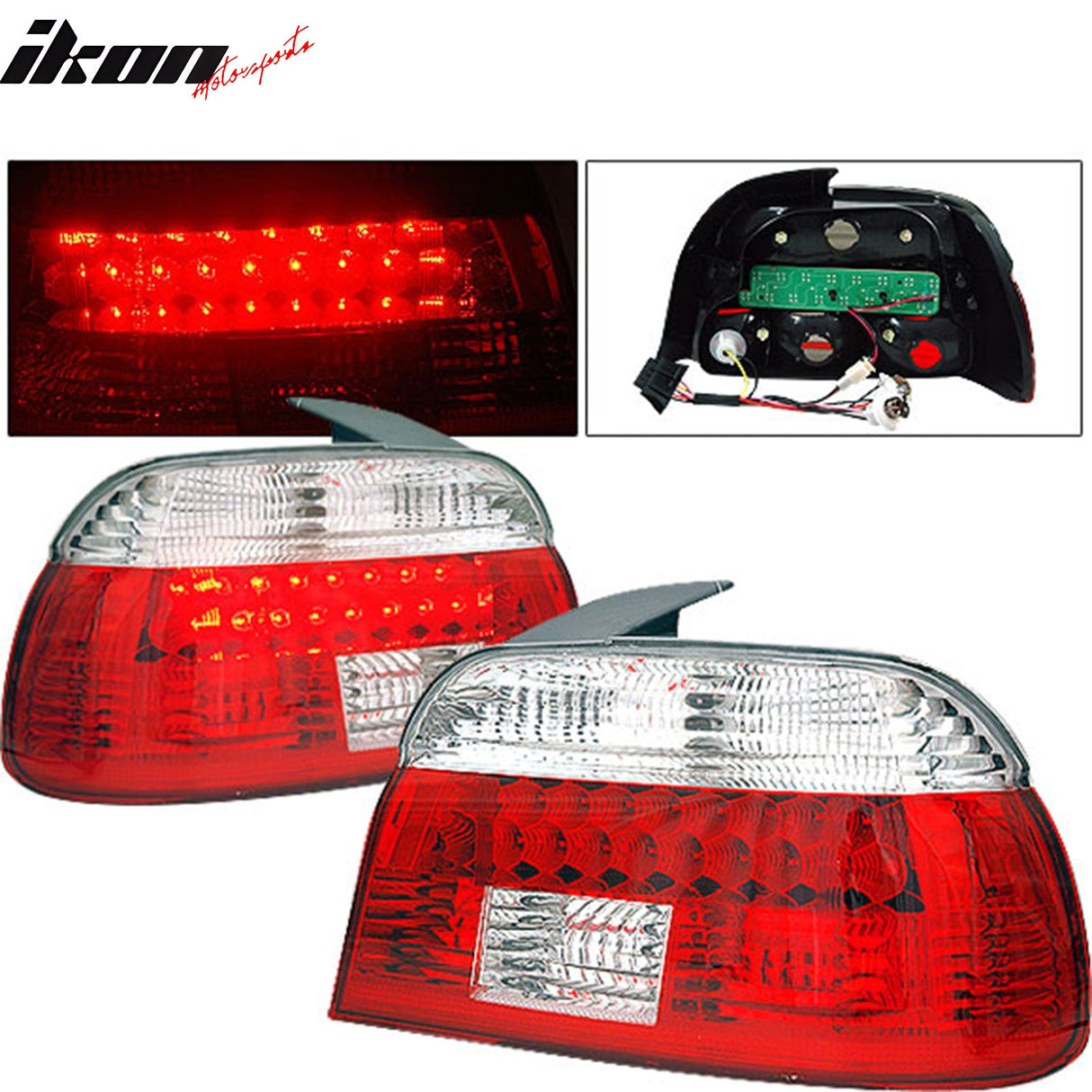 1997-2003 BMW E39 5 Series LED Red Clear Tail Lights Lamps