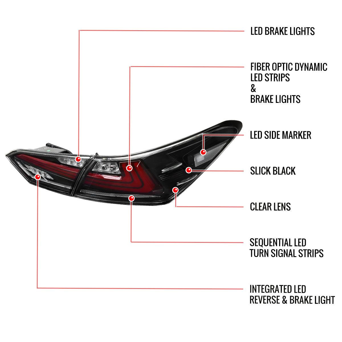 Tail Lights Toyota Camry (2018-2022) Sequential LED w/ Breathing Effect - K2 Industries
