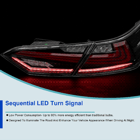 Tail Lights Toyota Camry (2018-2022) Sequential LED w/ Breathing Effect - K2 Industries