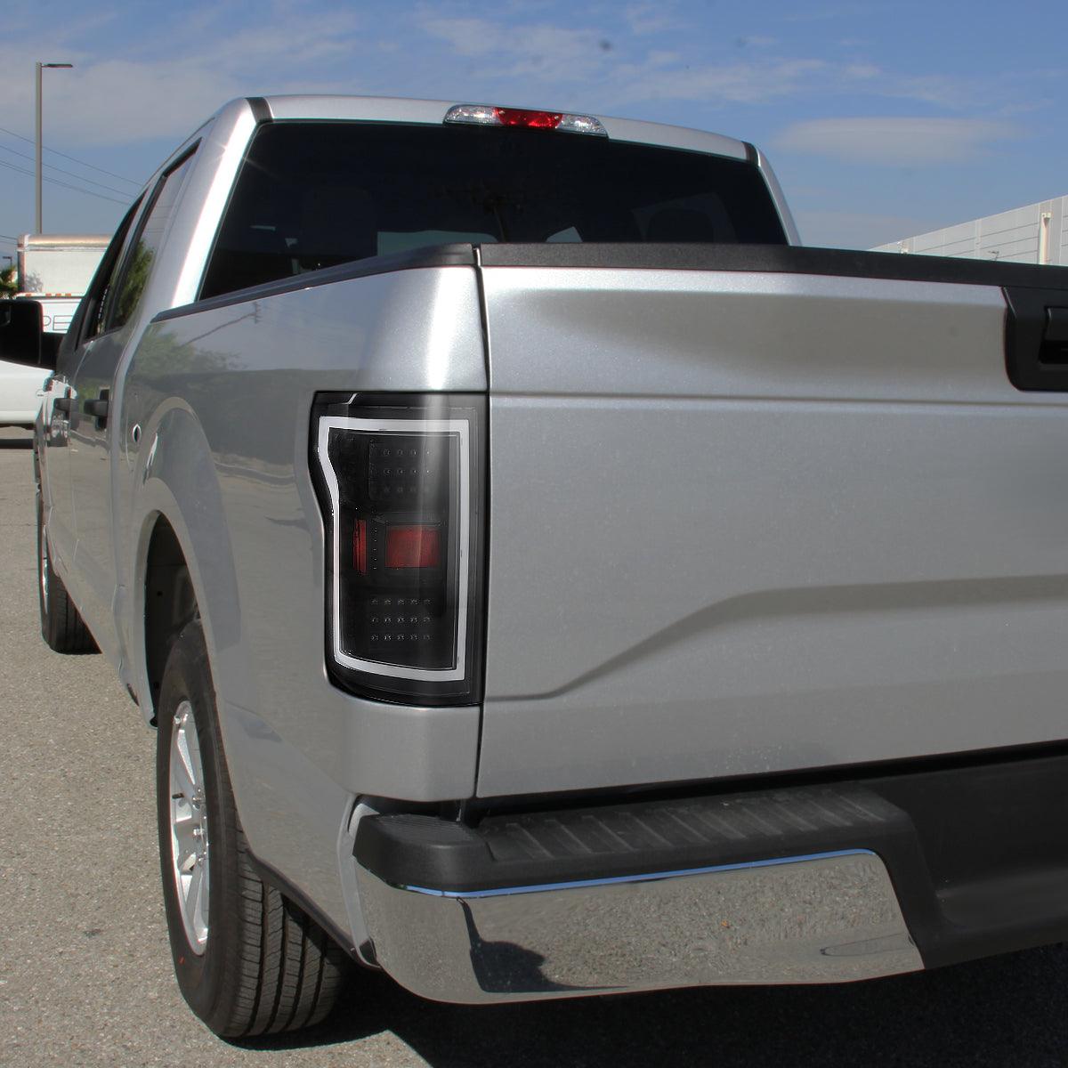 Spec-D Tail Lights Ford F150 (2018-2019-2020) Fiber Optic LED - Black / Smoke / Clear