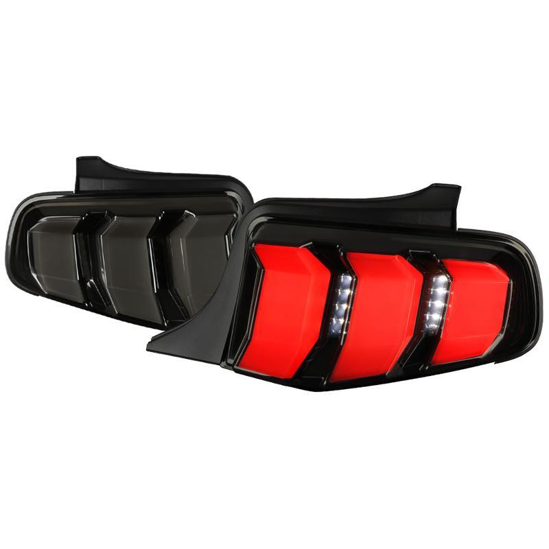Spec-D Tail Lights Ford Mustang (2010-2011-2012) Sequential Turn Signal LED - Black / Chrome / Red