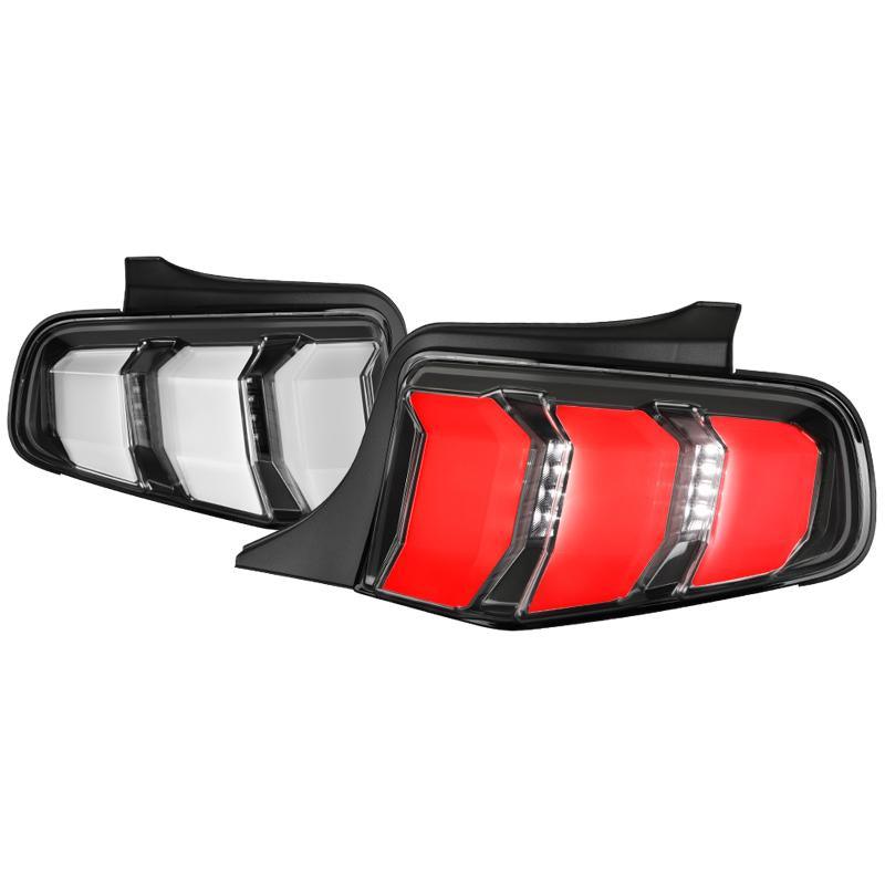 Spec-D Tail Lights Ford Mustang (2010-2011-2012) Sequential Turn Signal LED - Black / Chrome / Red