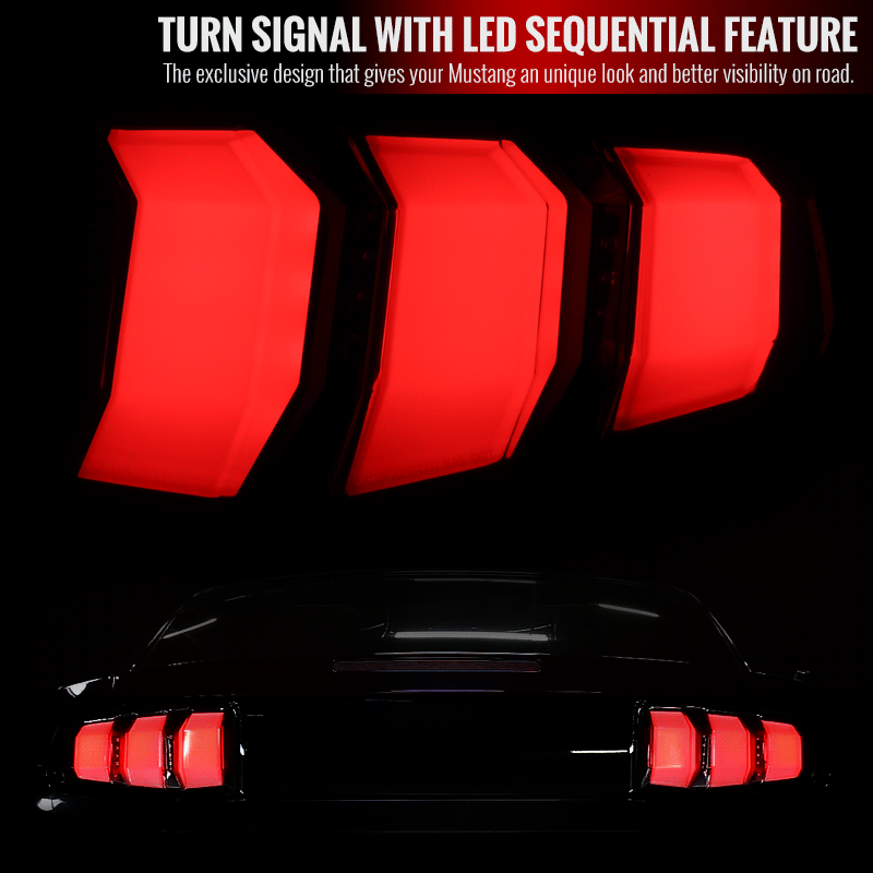 Spec-D Tail Lights Ford Mustang (2010-2011-2012) Sequential Turn Signal LED - Black / Chrome / Red