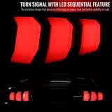 Spec-D Tail Lights Ford Mustang (2010-2011-2012) Sequential Turn Signal LED - Black / Chrome / Red