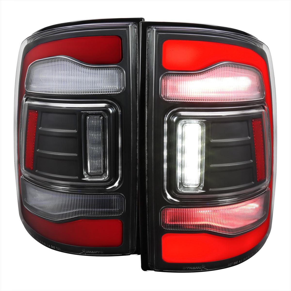 Spec-D Full LED Tail Lights Ram 1500 (09-18) 2500 3500 (10-18) w/ LED Light Bar - Black