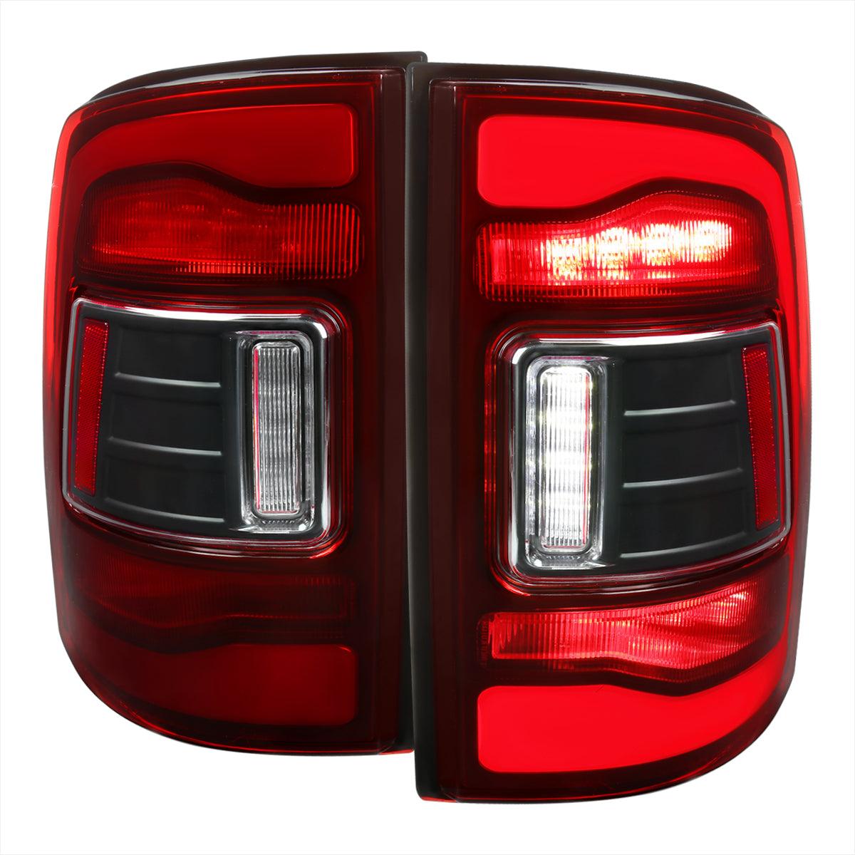 Spec-D Full LED Tail Lights Ram 1500 (09-18) 2500 3500 (10-18) w/ LED Light Bar - Black