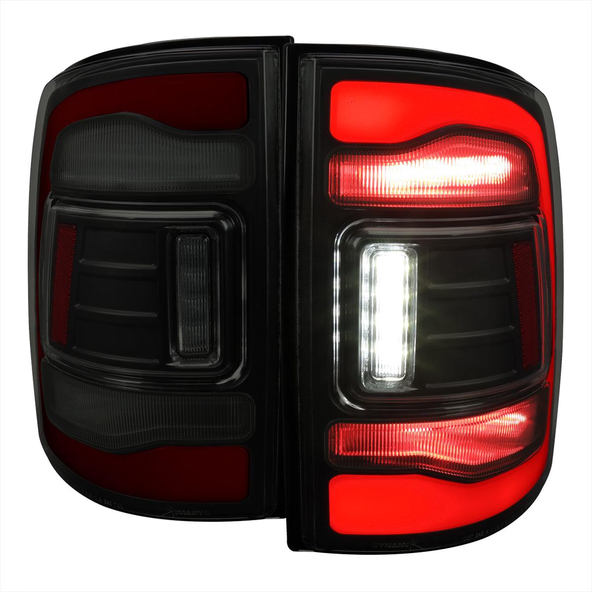 Spec-D Full LED Tail Lights Ram 1500 (09-18) 2500 3500 (10-18) w/ LED Light Bar - Black