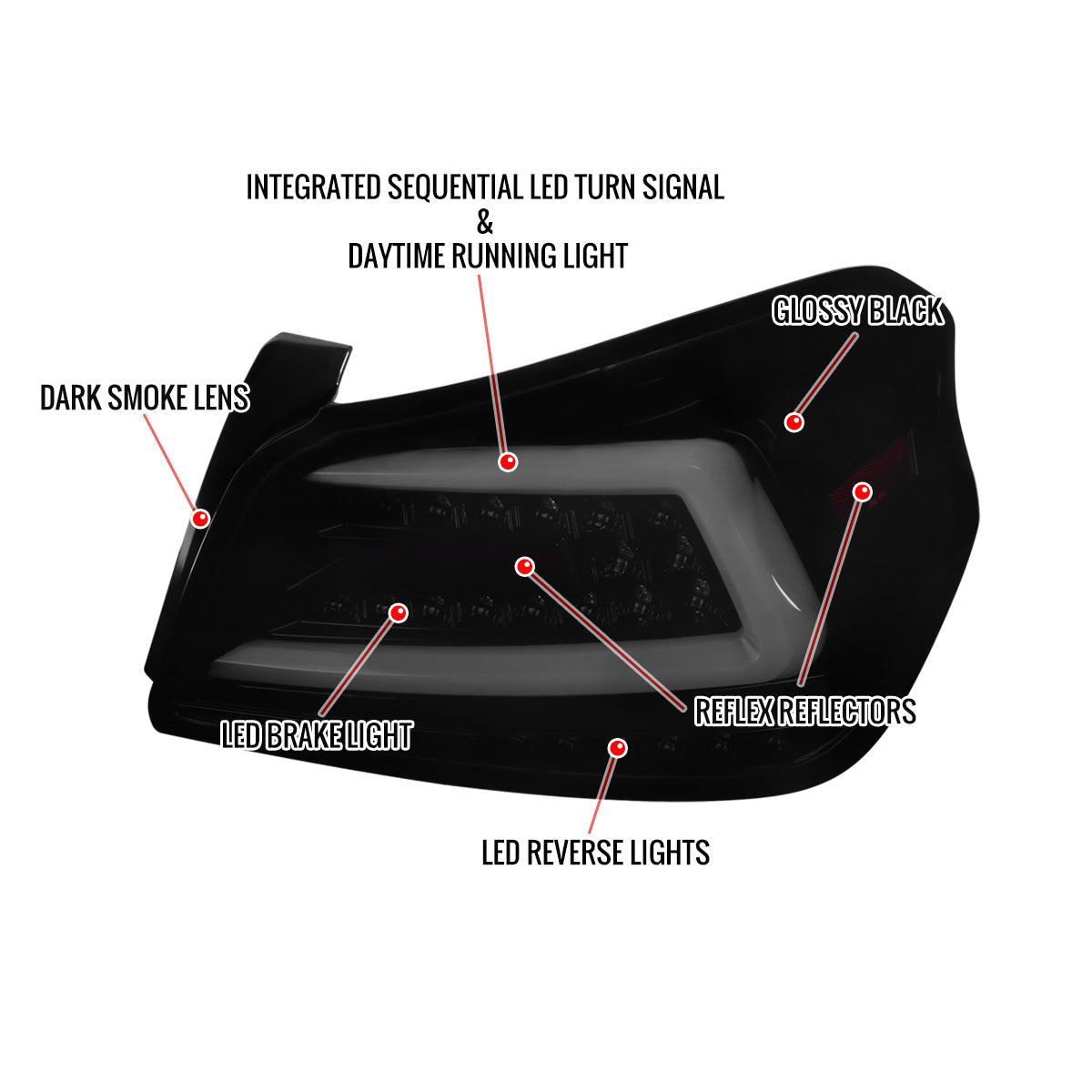 Tail Lights Subaru WRX & STI (15-21) Sequential LED - TR Style Black / Smoked / Red - K2 Industries