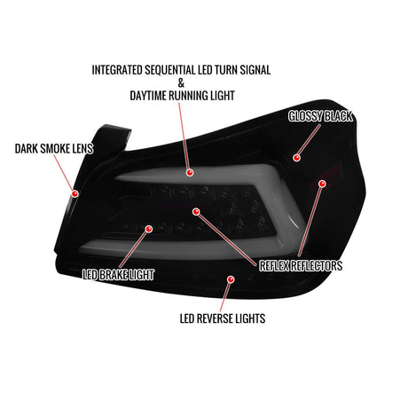Tail Lights Subaru WRX & STI (15-21) Sequential LED - TR Style Black / Smoked / Red - K2 Industries