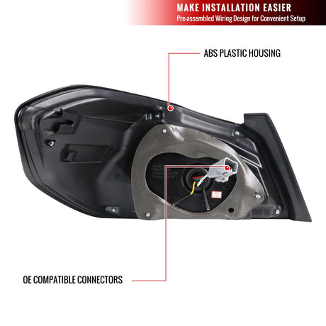 Tail Lights Subaru WRX & STI (15-21) Sequential LED - TR Style Black / Smoked / Red - K2 Industries