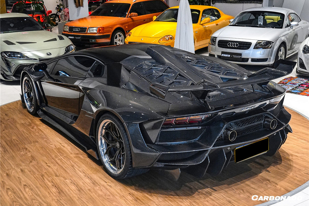 2011-2021 Lamborghini Aventador Coupe CA Style Carbon Fiber Engine Hood And Wing  | Fits LP700, LP720, LP750, LP740