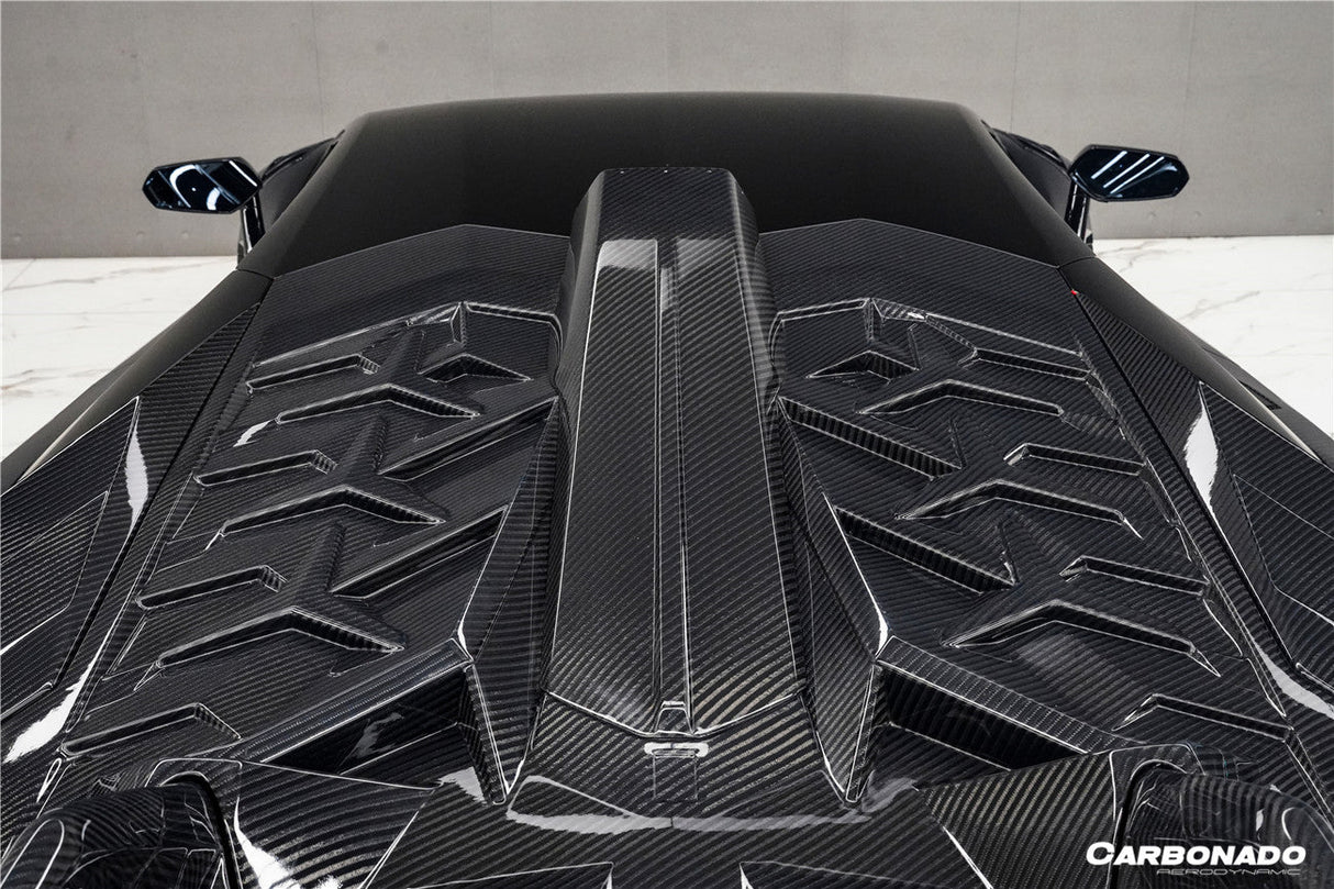 2011-2021 Lamborghini Aventador Coupe CA Style Carbon Fiber Engine Hood And Wing  | Fits LP700, LP720, LP750, LP740