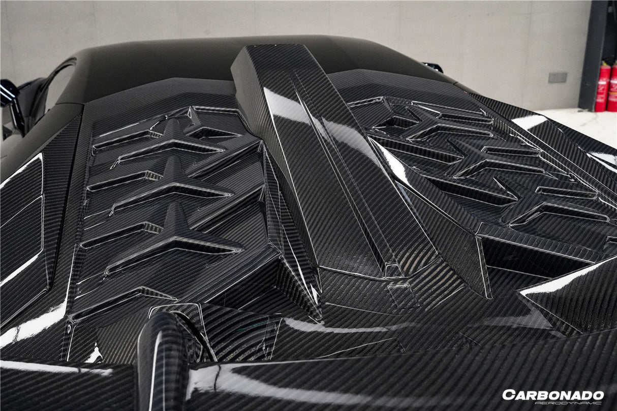 2011-2021 Lamborghini Aventador Coupe CA Style Carbon Fiber Engine Hood And Wing  | Fits LP700, LP720, LP750, LP740