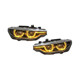 BMW 3 Series F30 LED Headlight Assembly with Triple-Color DRL (Amber / White / Yellow) & High / Low Beam 2012 - 2018
