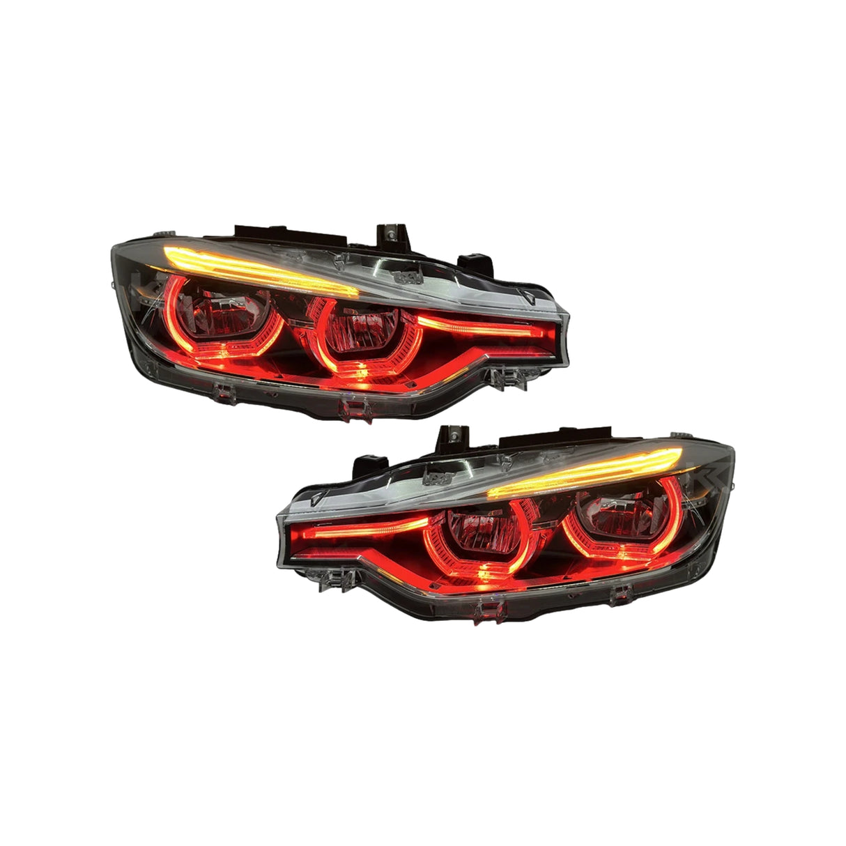 BMW 3 Series F30 / F31 / F35 V3 Silver Tri-Color LED Headlight Assembly (White / Yellow / Red DRL / LCI Style Look) 2012 - 2018 (Replaces 63117314531)