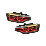 BMW 3 Series F30 / F31 / F35 V3 Silver Tri-Color LED Headlight Assembly (White / Yellow / Red DRL / LCI Style Look) 2012 - 2018 (Replaces 63117314531)