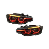 BMW 3 Series F30 / F31 / F35 V3 Smoked Triple-Color LED Headlight Assembly (White / Yellow / Red DRL) 2012 - 2018 (Replaces 63117314531)