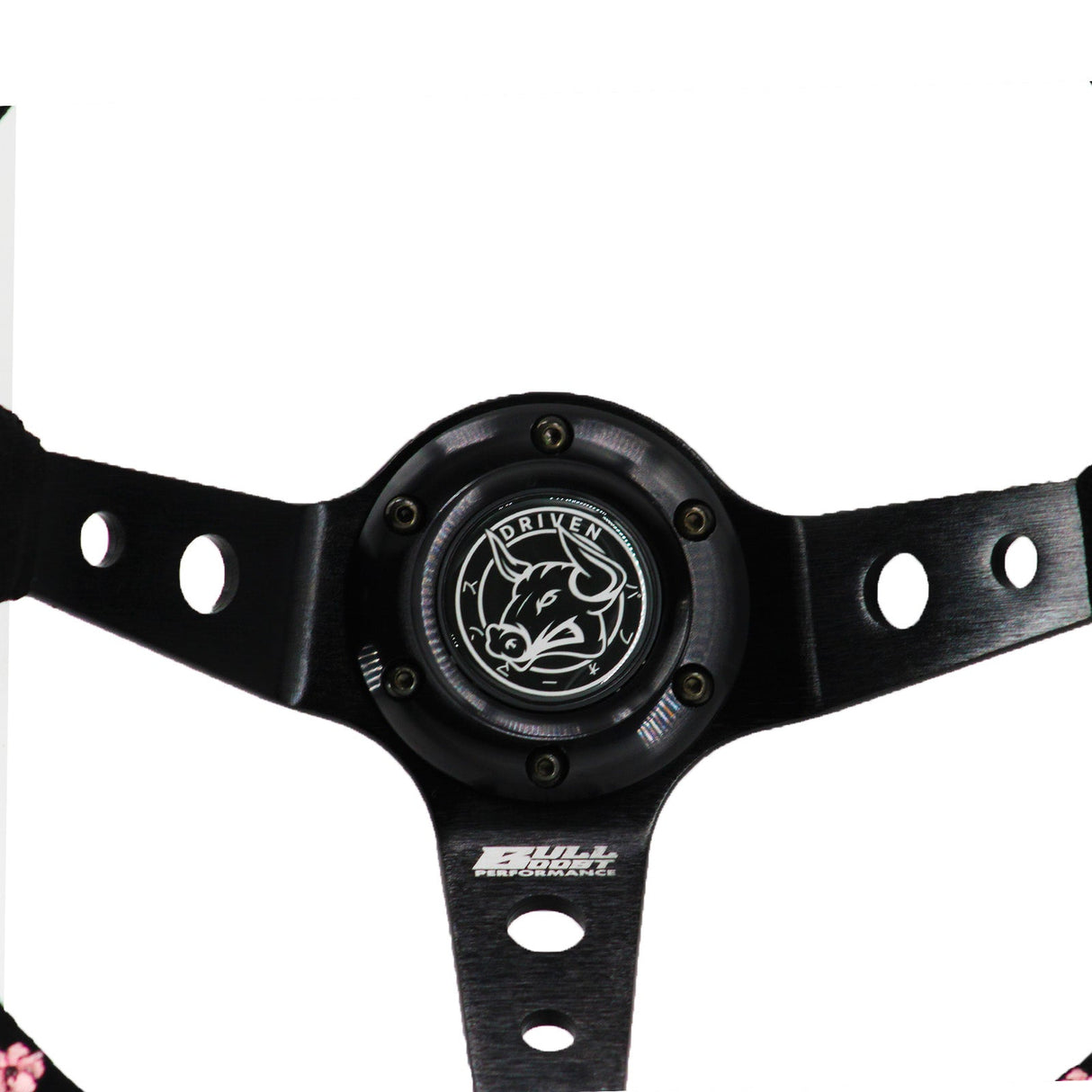 Blessed Universal 350mm 3" Deep Dish 6-Bolt Steering Wheel Red Suede Alcantara