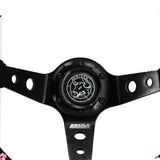 Blessed Universal 350mm 3" Deep Dish 6-Bolt Steering Wheel Red Suede Alcantara