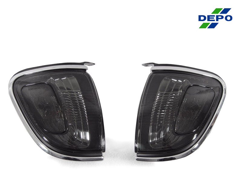2001-2004 Toyota Tacoma Smoke Corner Lights With Chrome Trim