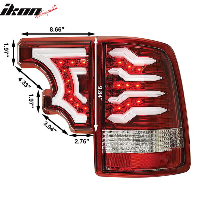 2009-2016 Dodge RAM Clear Lens Red Housing LED Tail Lights