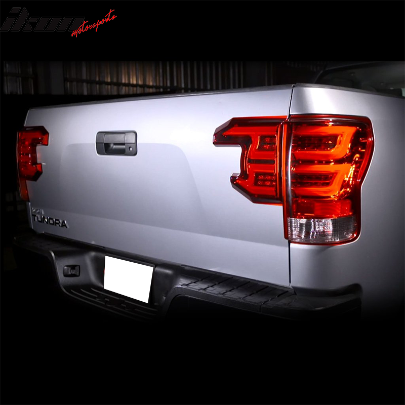 2007-2013 Toyota Tundra Sequential Red Lens Clear Housing Tail Lights