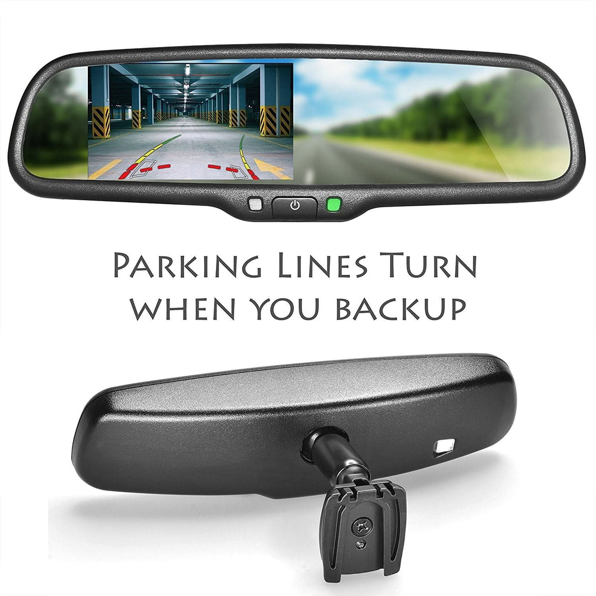 Master Tailgaters 10.5" Rear View Mirror with 4.3" LCD Screen + Dynamic Parking Lines | Rearview Universal Fit Mount | Auto Adjusting Brightness LCD | Anti Glare | Full Original Mirror Replacement