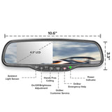 Master Tailgaters 10.5" Rear View Mirror with 4.3" LCD Screen + OnStar Buttons for Existing Wiring | Rearview Universal Fit | Auto Adjusting Brightness LCD | Anti Glare | Full Mirror Replacement