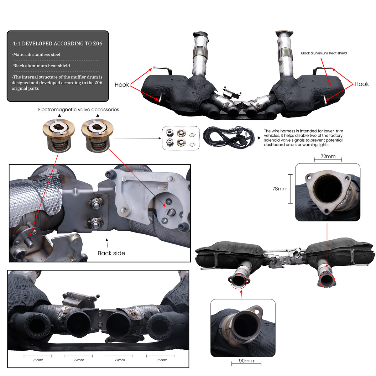 2020-2026 Chevy Corvette C8 Z06 OE Style Exhaust System Quad Tail Pipe