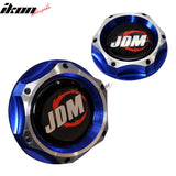 Universal JDM Blue WITH Chrome Engine Oil Filler Tank Cap Aluminum