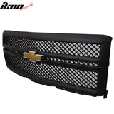 Fits 14-15 Chevy Silverado B Black Front Bumper Hood Grille + Emblem
