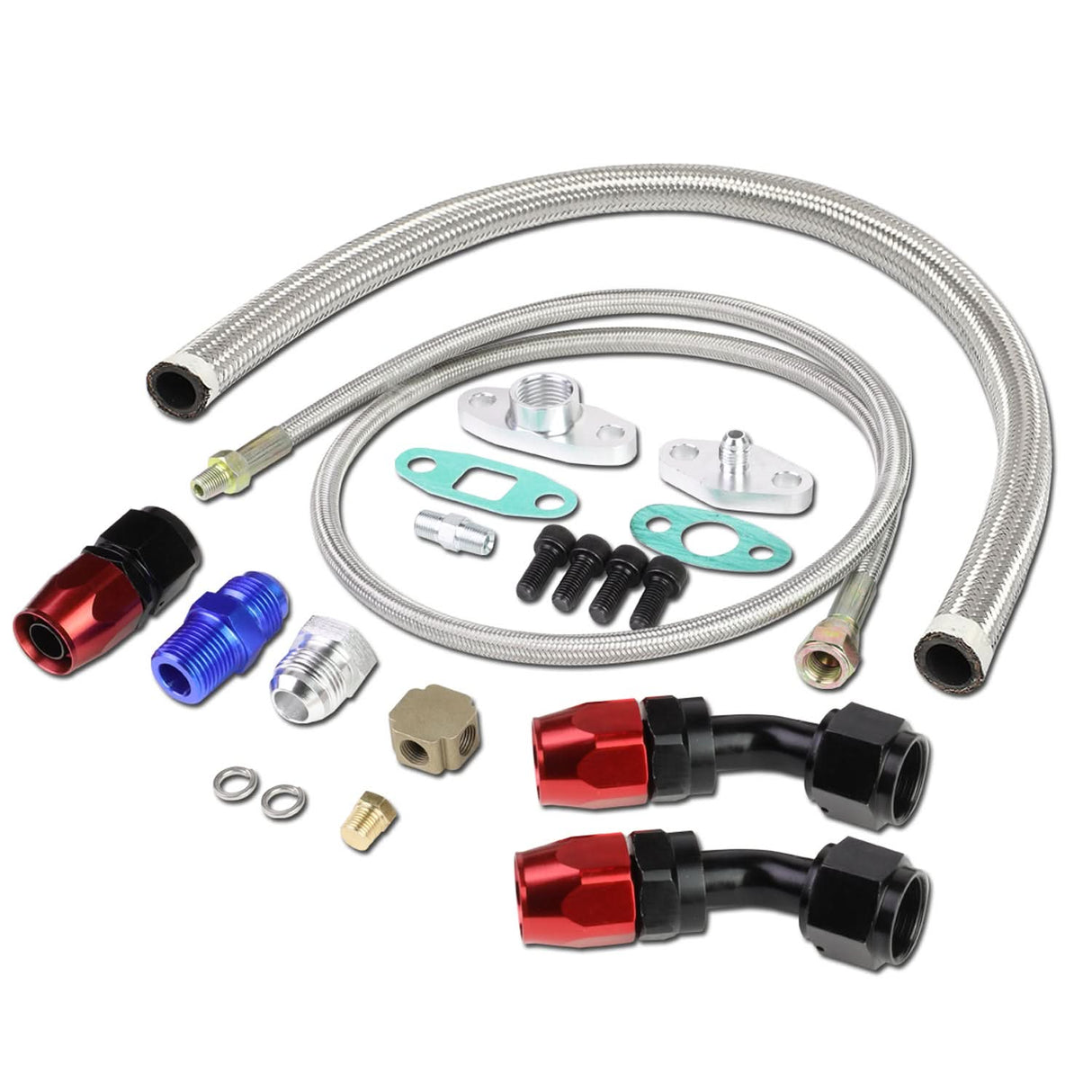 Oil Feed Lines Kit Stainless Steel 40" with 10AN Return Drain Line