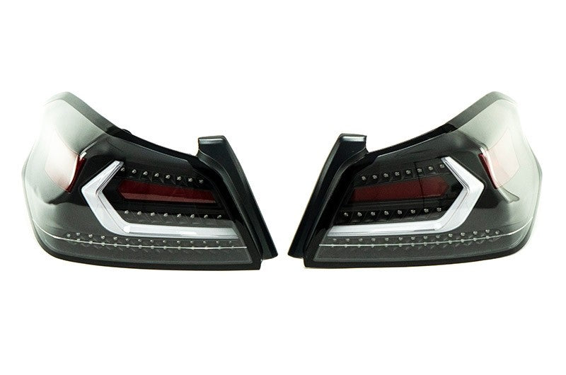 OLM Evolution Tail Lights Clear Lens Black Base White Bar 15+ WRX STI