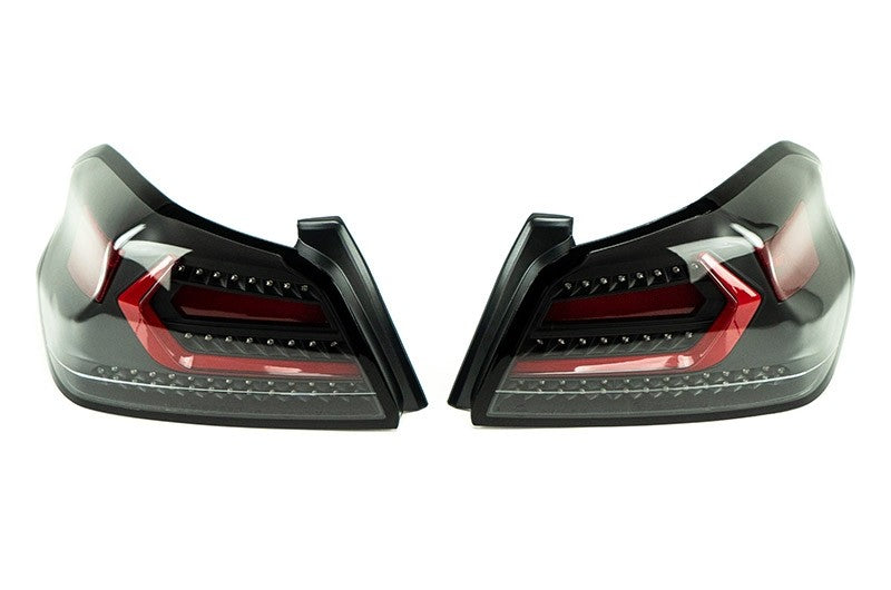 OLM Evolution Tail Lights Clear Lens Black Base Red Bar 15+ WRX STI