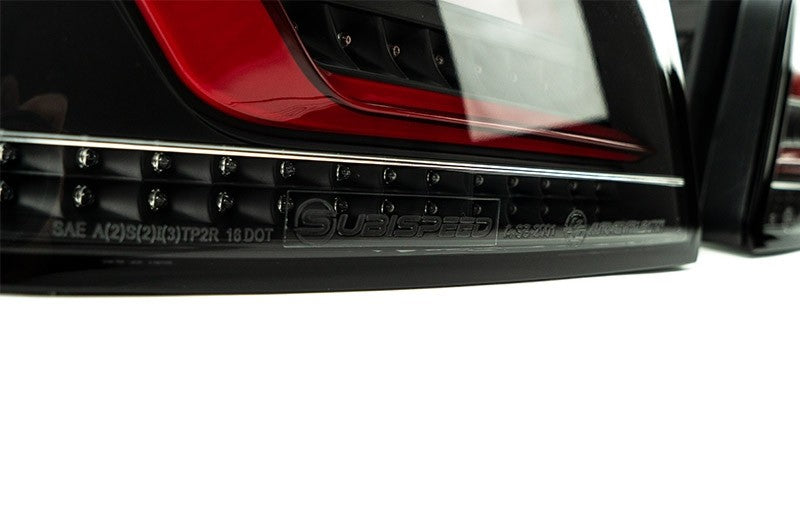OLM Evolution Tail Lights Clear Lens Black Base Red Bar 15+ WRX STI