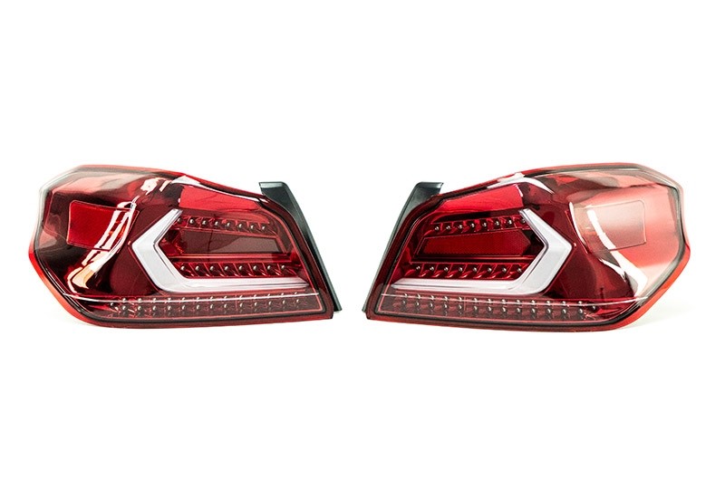 OLM Evolution Tail Lights Clear Lens Red Base White Bar 15+ WRX STI